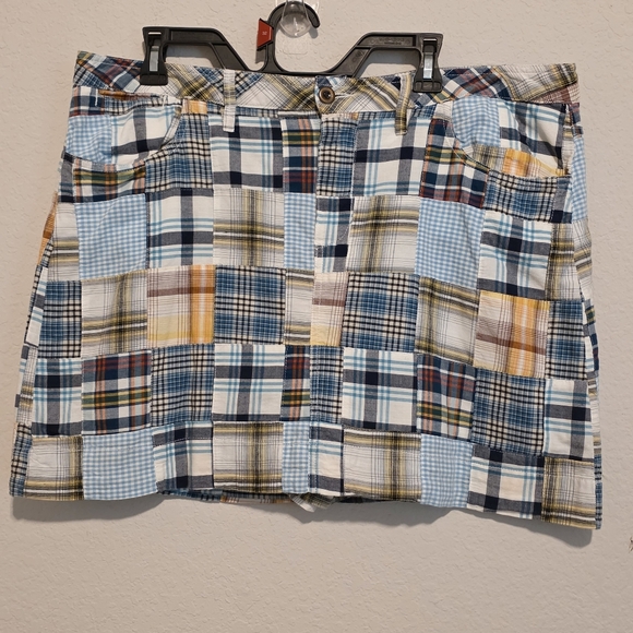 Faded Glory Dresses & Skirts - VTG Y2K Faded Glory Patchwork Plaid Mini Skirt Skort Madras Preppy Cotton SZ 10